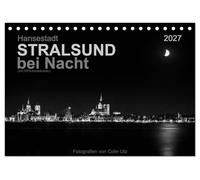 CALVENDO - Hansestadt Stralsund di notte (con coordinate GPS) (calendario da tavolo 2027 DIN A5 orizzontale), calendario mensile: il patrimonio mondiale dell'UNESCO sul Mar Baltico in suggestiva foto