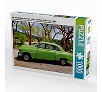 CALVENDO- Kos Greta-Puzzle da 1000 Pezzi, Soggetto Oldtimer, Cuba Cars, Colore: Verde, Bianco, Teile, 4059478938403