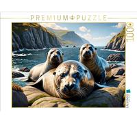 CALVENDO Puzzle a forma di foca che si oziano sulle rocce, 1000 pezzi, dimensioni 64 x 48 cm, puzzle fotografico per ore felici