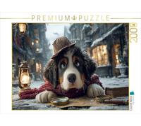 CALVENDO Puzzle con cane di San Bernese come detective nel quartiere della città vecchia innevata, 2000 pezzi, dimensioni 90 x 67 cm, puzzle fotografico per ore felici