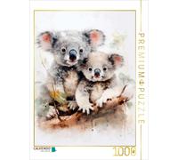 CALVENDO Puzzle Knuddelige Koalafamilie in Acrylfarbe | 1000 Teile Lege-Größe 64