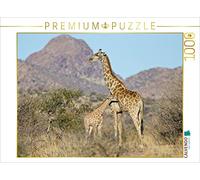CALVENDO Wilfried Martin - Puzzle a forma di giraffa con animali giovani, 1000 pezzi, dimensioni 64 x 48 cm