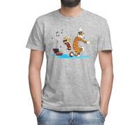 Calvin and Hobbes Dancing with Music - Maglietta classica da uomo, girocollo e maniche corte