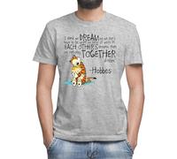 Calvin and Hobbes Dreams Quote - Maglietta classica da uomo, girocollo e maniche corte, grigio., M