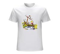 Calvin Hobbes Bill Watterson Comic Graphic Tee Printed T Shirt Fashion Shirt for Men T-Shirt Whites