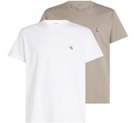 Calvin Klein 2 Pack Monologo T-Shirt J30J320199, Maglietta a Maniche Corte, Uomo, Grigio (Rock Ridge/Bright White), XXS