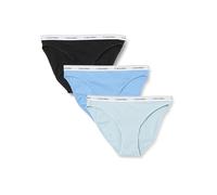 Calvin Klein 3 Pack Bikini Low-Rise 000Qd5207E, Mutandine Bikini, Donna, Multicolore (Sterling Blue/Black/Glacier), L