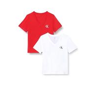 Calvin Klein A- Logo VN 2 Pack Tee Lv047C906G, Maglietta, Donna, Rosso (Adrenaline Rush/Brilliant White), S
