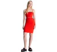 Calvin Klein Abito Donna Logo Elastic Strappy Spalline strette, Rosso (Fiery Red), XL