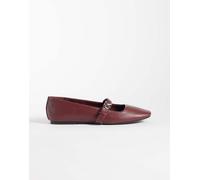 Calvin Klein - Ballerine in pelle marrone con punta quadrata e fascette 37