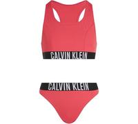 Calvin Klein Bambina Bikini Bralette Set con Fascia con Logo, Rosso (Deep Crimson Fruit), 10-12 Anni
