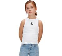 Calvin Klein Bambina Canotta Logo con Scollo Rotondo, Bianco (White 11-0601 TCX), 8 Anni