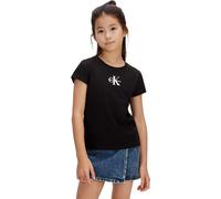 Calvin Klein Bambina T-Shirt Maniche Corte Micro Monogram in Cotone, Nero (1716 Black), 6 Anni
