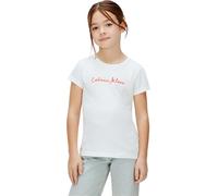 Calvin Klein Script Logo Slim SS T-Shirt Lvcksja17g Maglietta S/S, White (White 11-0601 TCX), 16 Anni Bambine e Ragazze
