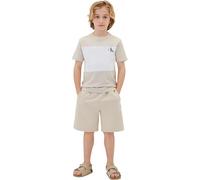 Calvin Klein Bambino T-Shirt Maniche Corte Confezione da 2 Color Block in Cotone, Beige (Oatmeal 13-0401 TCX), 16 Anni