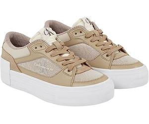 Calvin Klein BOLD VULC FLATF LACEUP LTH MIX YW0YW01174, Donna, Beige (Eggshell/Travertine/Creamy White), 38 EU