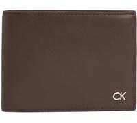 Calvin Klein Borsello Uomo Metal Ck Trifold con RFID, Marrone (Dark Brown Slg), Taglia Unica