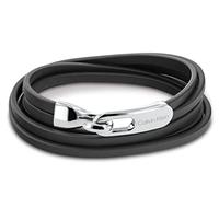 Calvin Klein Braccialetto da Uomo Collezione WRAPPED & BRAIDED con Pelle Nera e Chiusura in Acciaio Inox - 35000109