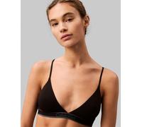 Calvin Klein - Brassière a triangolo nera in cotone con fettuccia del logo tono su tono-Nero L