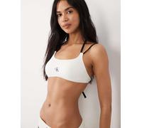 Calvin Klein - Brassière bikini bianca con logo a contrasto-Nero M