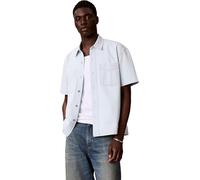 Calvin Klein Camicia a Maniche Corte da Uomo Bleachout 205 LV04RF712G Altre Camicie, Blu, M