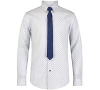 Calvin Klein - Camicia da bambino a maniche lunghe con colletto abbottonato, con cravatta e taschino sul petto, Pois blu., 20
