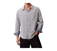 Calvin Klein - Camicia in Cotone a Righe Double Face - - Shirts - Uomo - Blu - S