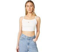 Calvin Klein Canotta da Donna SL Woven Label 2X2 Baby Rib Crop LV047F221G, Bianca, S