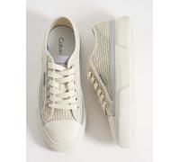 Calvin Klein - Chunky sneakers basse in rafia bianco sporco 40