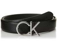 Calvin Klein Cintura Donna Ck Logo Belt 3.0 Pebble in Pelle, Nero (Ck Black), 75 cm