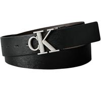 Calvin Klein Cinture da uomo CK BUCKLE TUMBLED 35MM ADJ/REV LV04D7049G, NERO (nero/CK marrone scuro/argento anticato), 90, Nero (Nero/Ck Marrone scuro/Argento antico), 90 cm