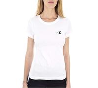 Calvin Klein Jeans T-shirt Maniche Corte Donna Ck Embroidery Scollo Rotondo, Bianco (Bright White), S