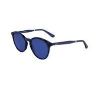Calvin Klein CK23510S 430 D 52 Unisex Round Sunglasses - Blue Tortoise Frame, Dark Blue Lenses