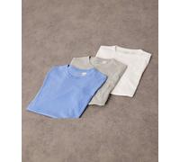 Calvin Klein Uomo T-Shirt Maniche Corte Confezione da 3 in Cotone, Multicolore (Shoreline, Snow HTHR, Lively Teal), XL
