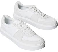 Calvin Klein Coppe Classiche da Uomo in Pizzo Misto EMB Lingua YM0YM01395 Low Top, Bianco (Triple Bright White), 8, Bianco Triplo Bianco Brillante, 42 1/3 EU