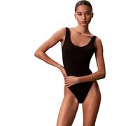 Calvin Klein Costume da Bagno Intero da Donna con Scollo Rotondo Posteriore LV00Q61205, Nero (20242 Icon Cotone Emblema W Nero), XL