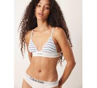 Calvin Klein - Cotton Modal Rib - Reggiseno a triangolo sfoderato blu a righe L