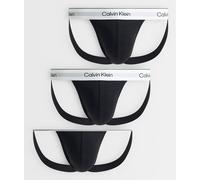 Calvin Klein - Cotton Stretch - Confezione da 3 sospensori neri con icona-Nero 50