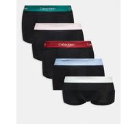 Calvin Klein - Cottone Stretch - Confezione da 5 paia di boxer aderenti a vita bassa neri con fascia in vita colorata-Multicolore 50