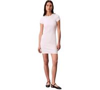 Calvin Klein Donna Abito a T-shirt Mini con Scollo Rotondo, Bianco (Brilliant White), L