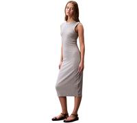 Calvin Klein Donna Abito Attillato Contour Midi a Costine, Grigio (Heroic Grey Heather), XS