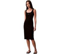 Calvin Klein Donna Abito Attillato Woven Label Square Midi, Nero (Black), M