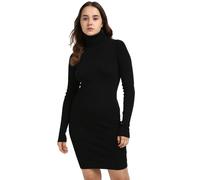 Calvin Klein Donna Abito in Maglia Woven Label Tight Sweater Dress con Collo Alto, Nero (CK Black), M