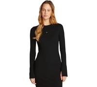 Calvin Klein Donna Abito Woven Label Rib Short Dress Maniche Lunghe, Nero (CK Black), M