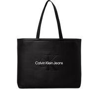 Calvin Klein Donna Borsa Tote Bag Sculpted Slim Grande con Zip, Nero (Black/Neutral), Taglia Unica
