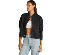 Calvin Klein Donna Camicia in Jeans Cropped Dad Denim Shirt con Taschino sul Petto, Nero (Denim Black), XS