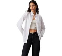 Calvin Klein Donna Camicia Woven Label Relaxed Fit, Bianco (Bright White), S