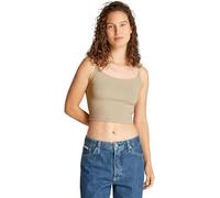 Calvin Klein Donna Canotta Elastic Strappy Top con Spalline con Logo, Beige (White Pepper), XXS