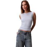 Calvin Klein Donna Canotta Refined Cotton con Logo, Blu (Breezy Blue), XS