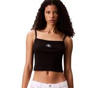 Calvin Klein Donna Canotta Woven Label Cami a Costine, Nero (Black), XL